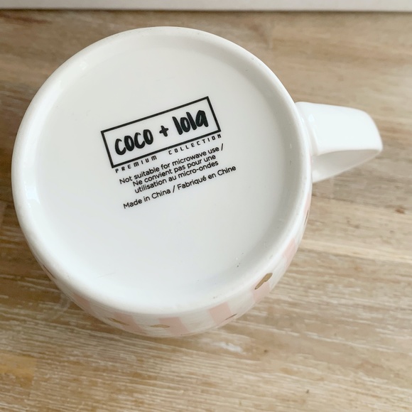 Add on item $5 Coco + Lola Pink White Stripe Gold Heart Mug Valentines Day - Picture 6 of 8